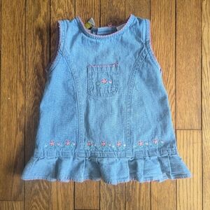 Vintage 00's Kids 18M Denim Floral Embroidered Dress